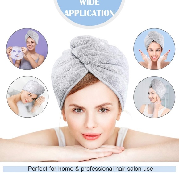 Wrap for Women, 2 Pack 10 X 26 inch Quick Dry Hair Turban for Drying Wet Thick - Picture 3 of 8